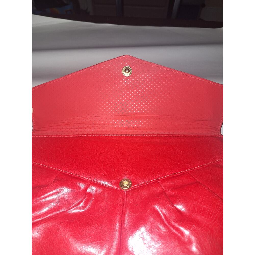 Vintage Made In Taiwan 80s Retro Red Clutch‎ Wrislet Faux Leather Purse Handbag - Picture 3 of 7
